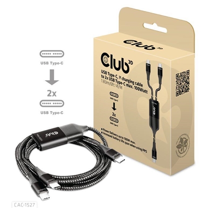 Изображение CABLE USB-C TO 2XUSB-C 1.83M/M/M CAC-1527 CLUB3D