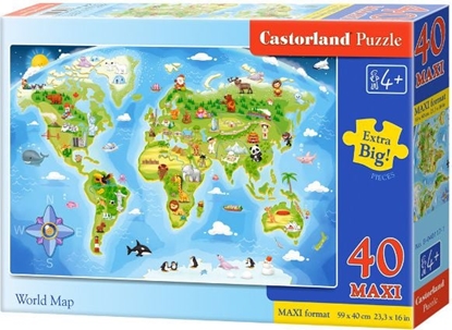 Изображение Castorland Puzzle 40 elementów Maxi Mapa wiata