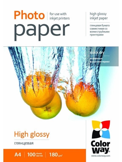 Picture of ColorWay High Glossy Photo Paper, 180g/m, A4, 100pcs.