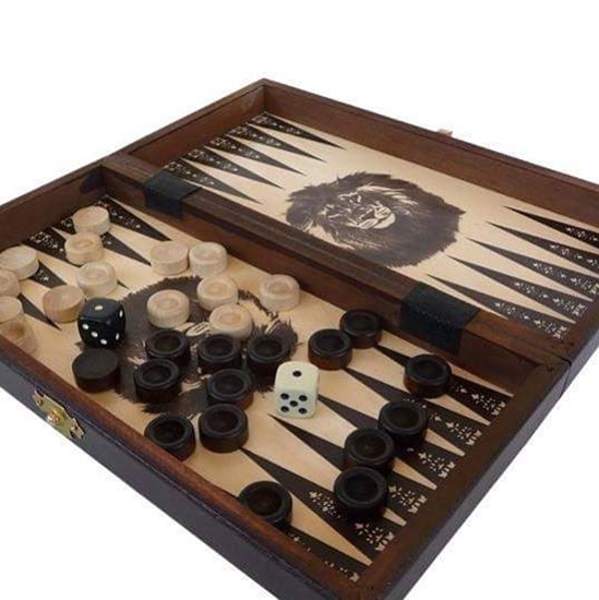 Изображение Dambrete, šahs, bekgemons (komplekts) 265x133x20mm, karalis 48mm