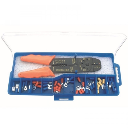 Attēls no Dedra Szczypce uniwersalne do zaciskania kocówek + terminale 60szt. - 1269