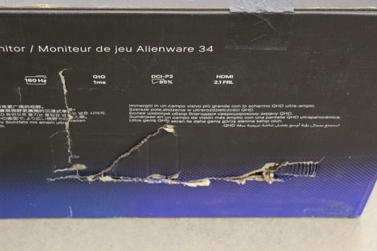 Изображение Dell SALE OUT. LCD Alienware AW3425DWM 34" VA WQHD/3440x1440/HDMI,DP,USB/Black | Alienware AW3425DWM | 34 " | VA | WQHD | 21:9 | 180 Hz | 1 ms | 3440 x 1440 pixels | 400 cd/m² | HDMI ports quantity 2 | Warranty 36 month(s) | DAMAGED PACKAGING