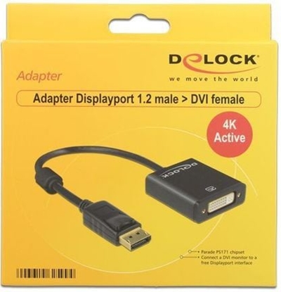 Picture of Delock Adapter DisplayPort 1.2 male > DVI female 4K Active black