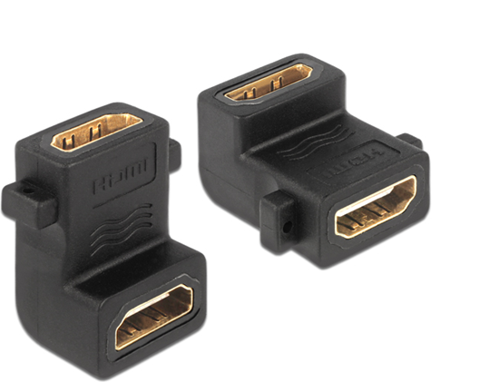 Изображение Delock Adapter HDMI A female > female with screw hole 90° angled