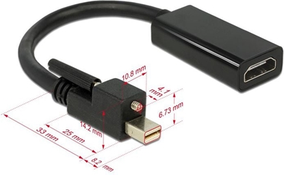 Picture of Delock Adapter mini DisplayPort 1.2 male with screw > HDMI female 4K Active black