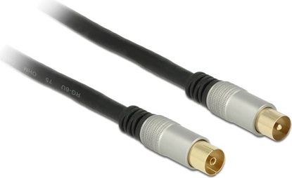 Picture of Delock Antenna Cable IEC Plug > IEC Jack RG-6/U quad shield 2 m black Premium