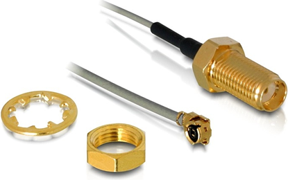 Picture of Delock Antenna Cable SMA jack bulkhead to I-PEX Inc., MHF® I plug 1.13 20 cm thread length 10 mm