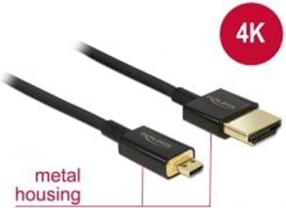 Picture of Delock Cable High Speed HDMI with Ethernet - HDMI-A male > HDMI Micro-D male 3D 4K 0.5 m Slim High Quality