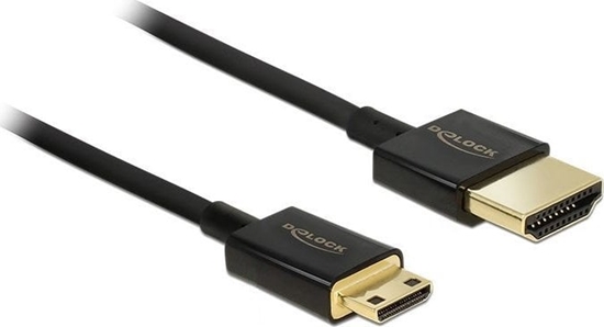 Изображение Delock Cable High Speed HDMI with Ethernet - HDMI-A male > HDMI Mini-C male 3D 4K 2 m Slim High Quality