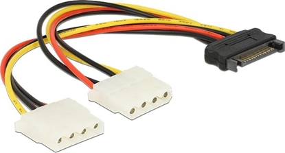 Изображение Delock Cable Power SATA 15 pin to 2 x 4 pin Molex female 20 cm