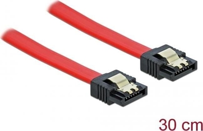 Picture of Delock Cable SATA 6 Gb/s male straight > SATA male straight 30 cm red metal