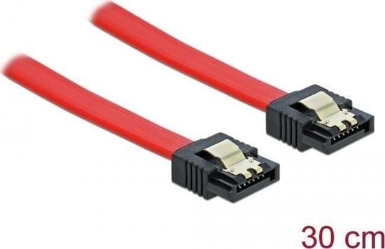 Изображение Delock Cable SATA 6 Gb/s male straight > SATA male straight 30 cm red metal