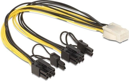 Attēls no Delock PCI Express power cable 6 pin female > 2 x 8 pin male 30 cm