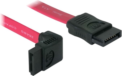 Picture of Delock SATA 3 Gb/s Cable straight to upwards angled 30 cm red