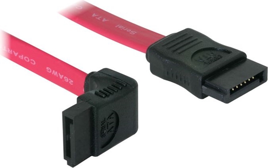 Picture of Delock SATA 3 Gb/s Cable straight to upwards angled 30 cm red