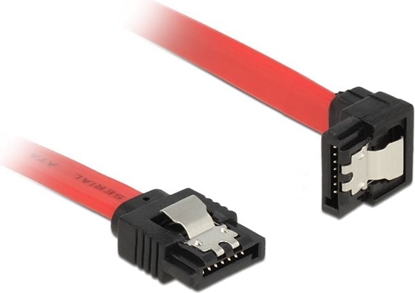 Picture of Delock SATA 6 Gb/s Cable straight to downwards angled 30 cm red