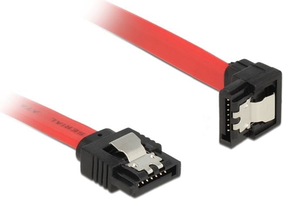 Picture of Delock SATA 6 Gb/s Cable straight to downwards angled 30 cm red