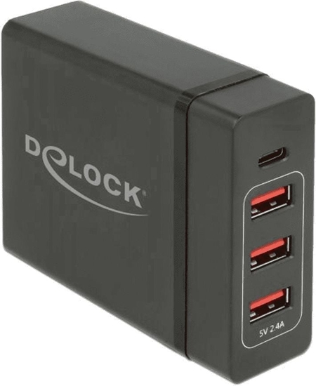 Picture of Delock USB Charger 1 x USB Type-C™ PD + 3 x USB Type-A 60 W + 12 W