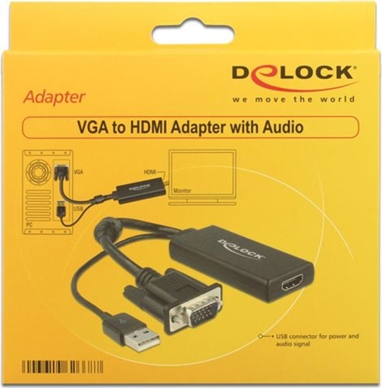 Picture of Adapteris VGA -> HDMI ar audio, melns, Delock