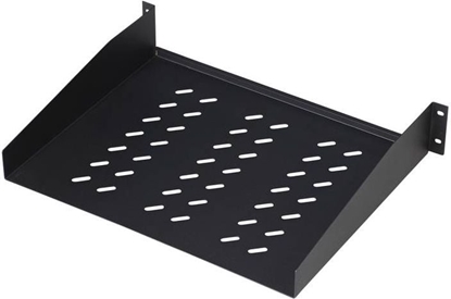 Изображение Digitus | Fixed Shelf for Racks | DN-19 TRAY-2-55-SW | Black | The shelves for fixed mounting can be installed easy on the two front 483 mm (19“) profile rails of your 483 mm (19“) network- or server cabinet. Due to their stable, perforated steel sheet wi