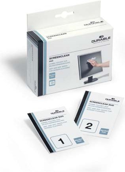 Изображение Durable Chusteczki nawilane i suche do czyszczenia ekranów 20 szt. (5721-02)