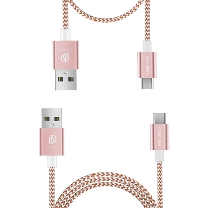 Attēls no Dux Ducis KII Premium Micro USB Set Of 2 Material Data and Charging Cables 100 cm + 20 cm Pink