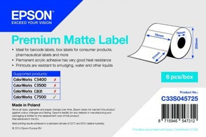 Attēls no Epson Premium Matte Label - Die-cut Roll: 76mm x 51mm, 2310 labels
