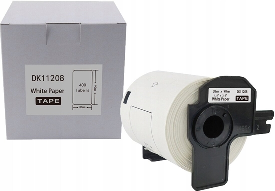 Picture of Etykieta BROTHER DK-11208 38mm x 90mm 400 sztuk na rolce, czarny na biaym zam
