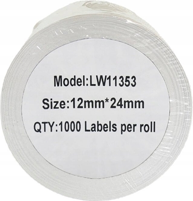 Изображение Etykieta DYMO LW 11353 13mm x 25mm 1000s czarny na biaym zamiennik S0722530