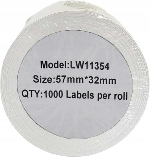 Изображение Etykieta DYMO LW 11354 57mm x 32mm 1000s czarny na biaym zamiennik S0722540