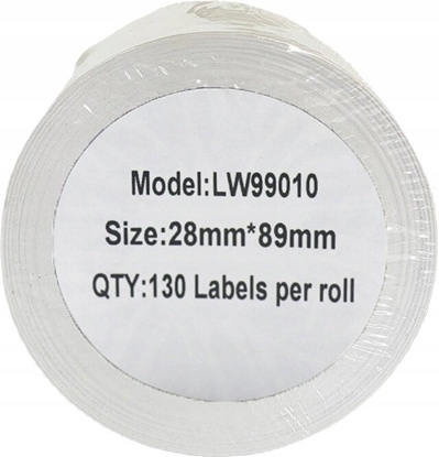 Изображение Etykieta DYMO LW 99010 28mm x 89mm 130sz czarny na biaym zamiennik S0722370