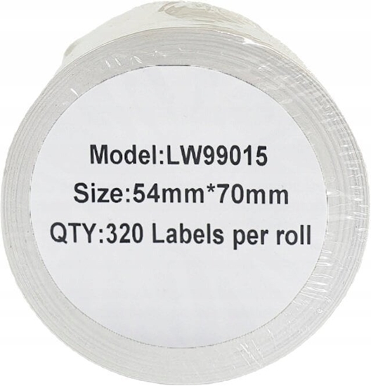 Изображение Etykieta DYMO LW 99015 54mm x 70mm 320sz czarny na biaym zamiennik S0722440