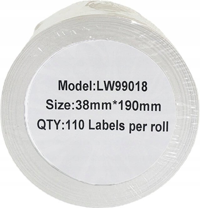 Изображение Etykieta DYMO LW 99018 38mm x 190mm 110s czarny na biaym zamiennik S0722470
