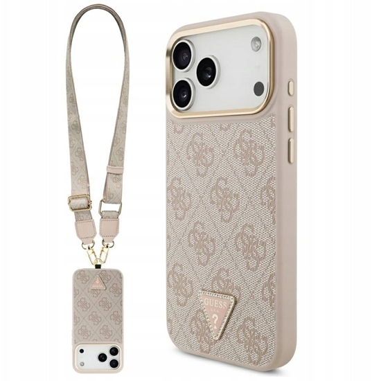 Picture of Etui Guess 4G Triangle Logo & Big Strap  Metal Buttons MagSafe do iPhone 17 Pro Max róowy