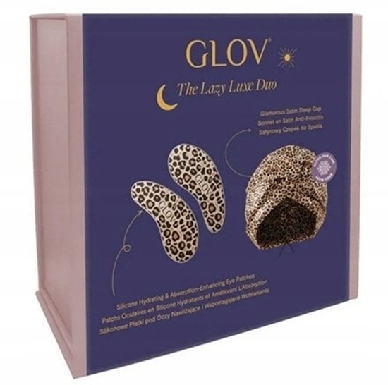 Изображение GLOV_SET The Lazy Luxe Duo silikonowe patki pod oczy nawilajce i wspomagajce wchanianie + satynowy czepka do spania