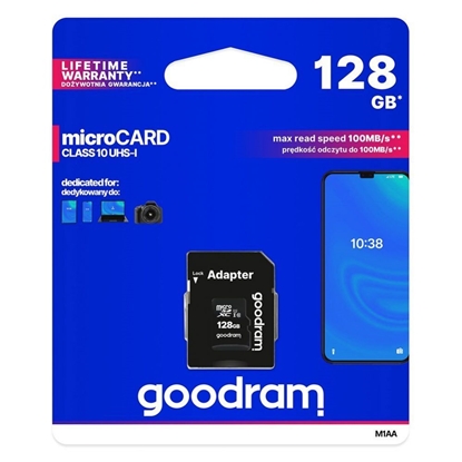 Picture of Goodram Goodram Microcard 128 GB micro SD XC UHS-I class 10 memory card, SD adapter (M1AA-01280R12)