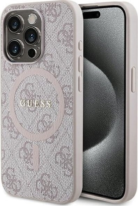 Attēls no Guess GUHMP15XG4GFRP iPhone 15 Pro Max 6.7" róowy/pink hardcase 4G Collection Leather Metal Logo MagSafe