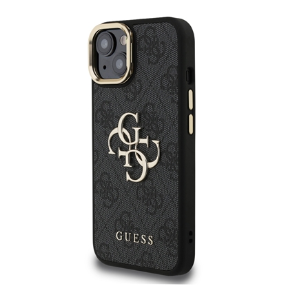 Изображение Guess PU 4G Metal Logo Stand Camera Frame Case for iPhone 13 / Black