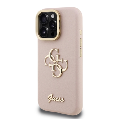 Attēls no Guess PU Grained 4G Logo Stand Camera Frame Case for iPhone 15 Pro Max / Pink