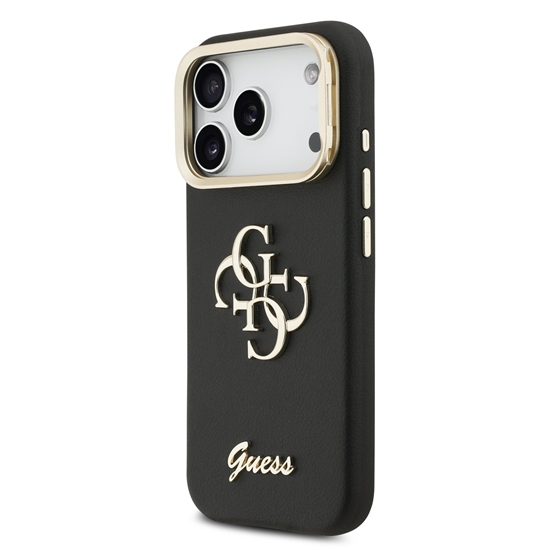 Изображение Guess PU Grained 4G Logo Stand Camera Frame Case for iPhone 17 Pro / Black