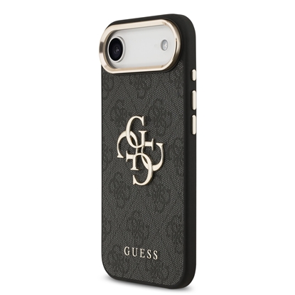 Attēls no Guess PU Leather 4G Metal Logo Gold Frame Case for iPhone Air / Black
