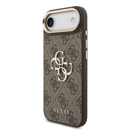 Attēls no Guess PU Leather 4G Metal Logo Gold Frame Case for iPhone Air / Brown