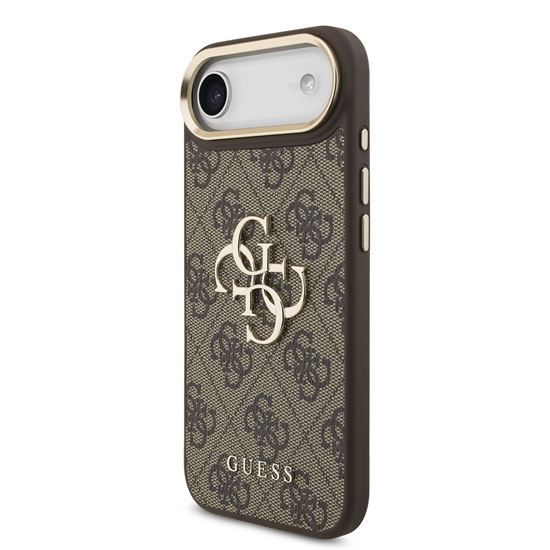 Picture of Guess PU Leather 4G Metal Logo Gold Frame Case for iPhone Air / Brown
