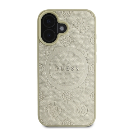 Attēls no Guess Saffiano Peony Stamp MagSafe Case for iPhone 16 / Gold