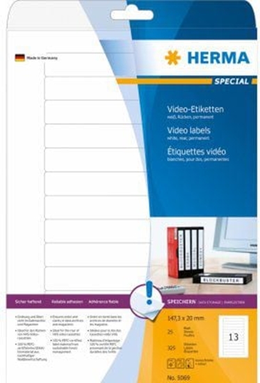Picture of Herma Video-Etiketten A4 weiß 147,3x20  mm Papier 325 St.