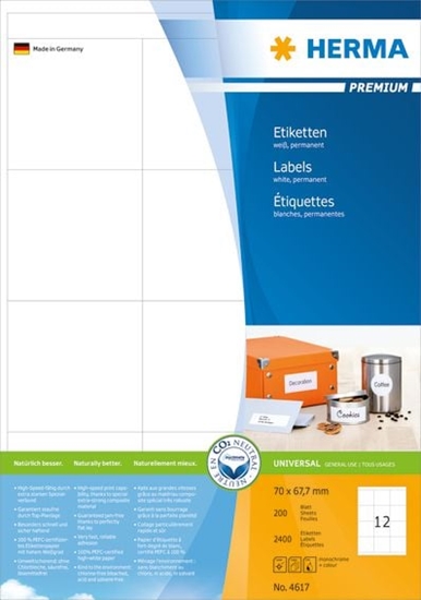 Picture of Herma Etiketten Premium A4 weiß 70x67,7  mm Papier 2400 St.