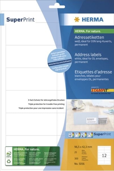 Picture of HERMA Labels Premium A4 97x42.3 mm white paper matt 300 pcs.