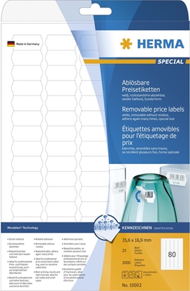 Изображение HERMA Price labels A4 35,6x16,9 mm white Movables/removable paper matt 2000 pcs.