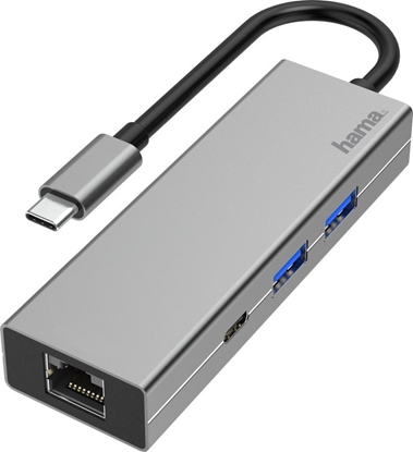Attēls no HUB USB Hama 1x RJ-45 1x USB-C PD  + 2x USB-A 3.2 Gen1 (002001080000)