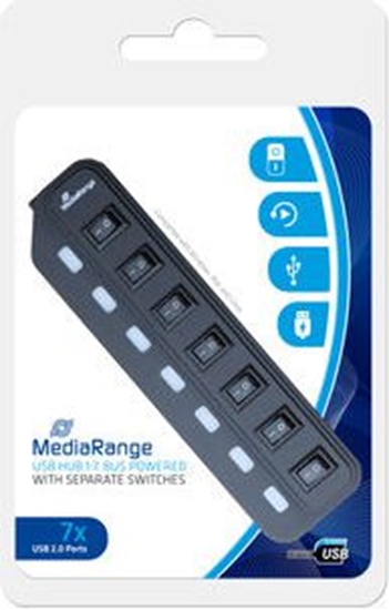 Изображение HUB USB MediaRange 7x USB-A 2.0 (MRCS504)